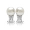 14K WHITE GOLD 9.6MM PEARL 0.25CT DIAMOND EARRINGS