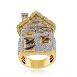 14K YELLOW GOLD 1.35CT DIAMOND HOUSE RING