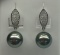 14KT WG 10-11MM TAHITIAN & DIAMOND EARRING