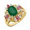 14K YELLOW GOLD 3.37CT EMERALD 0.93CT DIAMOND 0.25CT RUBY RING