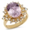 14K YELLOW GOLD 5.00CT KUNZITE 0.75CT DIAMOND RING