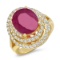 14K YELLOW GOLD 5.34CT RUBY 2.00CT DIAMOND RING