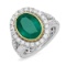 14K WHITE GOLD 6.00CT EMERALD 2.00CT DIAMOND RING