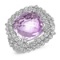 18K WHITE GOLD 8.5CT KUNZITE 3.20CT DIAMOND RING