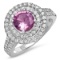 18K WHITE GOLD 1.35CT PINK SAPPHIRE 1.15CT DIAMOND RING