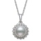 14KT WG 7-8MM FRESH WATER PEARL & DIAMOND PENDANT