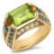 18K YELLOW GOLD 3.00CT PERIDOT 0.55CT BLUE TOPAZ 0.35CT DIAMOND RING