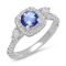 14K WHITE GOLD 0.90CT TANZANITE 1.30CT DIAMOND RING