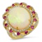 14K YELLOW GOLD 4.67CT OPAL 0.77CT DIAMOND 0.75CT RUBY RING