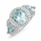 14K WHITE GOLD 6.00CT AQUAMARINE 1.05CT DIAMOND RING