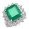 14K WHITE GOLD 5.96CT EMERALD 3.10CT DIAMOND RING