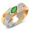 18K MULTI TONE GOLD 0.35CT EMERALD 0.25CT DIAMOND RING