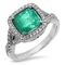 14K WHITE GOLD 2.55CT COLUMBIAN EMERALD 0.55CT DIAMOND RING