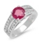 14K WHITE GOLD 1.25CT RUBY 0.75CT DIAMOND RING