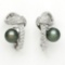 14KT WG 8-9MM TAHITIAN & DIAMOND EARRING