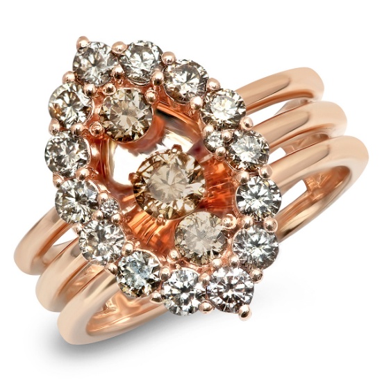 14K ROSE GOLD 1.52CT CHAMPAGNE DIAMOND RING