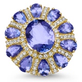 14K YELLOW GOLD 9CT TANZANITE 1.40CT DIAMOND RING