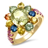 14K YELLOW GOLD 6.75CT MULTI SAPPHIRE RING