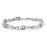 14K WHITE GOLD 2.65CT TANZANITE 0.25CT DIAMOND BRACELET