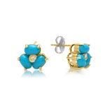 14K YELLOW GOLD 3.55CT TURQUOISE 0.10CT DIAMOND EARRINGS