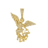 14K YELLOW GOLD 0.95CT DIAMOND ANGEL WITH SWORD PENDANT