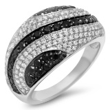 14K WHITE GOLD 1.55 BLACK AND WHITE DIAMOND RING