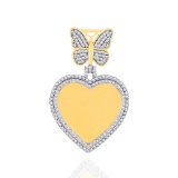 14K YELLOW GOLD 2.16CT DIAMOND HEART MEMORY PENDANT