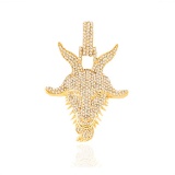 14K YELLOW 1.21CT DIAMOND GOAT HEAD PENDANT