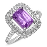 18K WHITE GOLD 1.90CT PINK SAPPHIRE 0.55CT DIAMOND RING