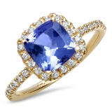 14K YELLOW GOLD 1.55CT TANZANITE 0.35CT DIAMOND RING