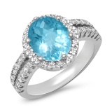 14K WHITE GOLD 2.00CT TOPAZ 0.55CT DIAMOND RING