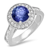 14K WHITE GOLD 0.55CT NATURAL SAPPHIRE 1.55CT DIAMOND RING