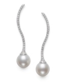 14KT WG 9-10MM FRESH WATER PEARL & DIAMOND EARRING