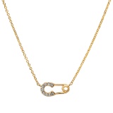 14K YELLOW GOLD 0.10CT DIAMOND SAFETY PIN NECKLACE