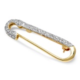 14K YELLOW GOLD 0.70CT DIAMOND SAFETY PIN BROCHE