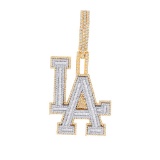 14K YELLOW GOLD 2.56CT MULTICOLOR DIAMOND LOS ANGELES PENDANT