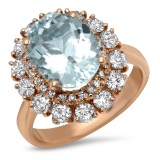 14K YELLOW GOLD 5.00CT AQUAMARINE 1.68CT DIAMOND RING