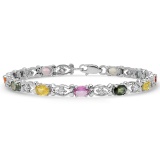 14K WHITE GOLD 5.00CT MULTI SAPPHIRE 1.05CT DIAMOND BRACELET