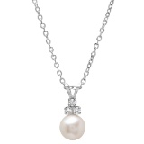 14K WHITE PEARL 0.20CT DIAMOND PENDNANT