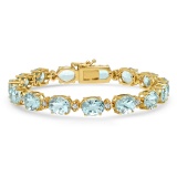 14K YELLOW GOLD 30.20CT AQUAMARINE 0.90CT DIAMOND BRACELET