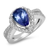 14K WHITE GOLD 2.00CT TANZANITE 0.80CT DIAMOND RING