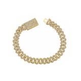 14K YELLOW GOLD 5.45CT DIAMOND CUBAN BRACELET