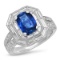 18K WHITE GOLD 5.00CT TANZANITE 3.00CT DIAMOND RING