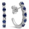 14K WHITE GOLD 1.00CT BLUE SAPPHIRE 0.30CT DIAMOND EARRINGS