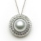 14KT WG 10-11MM TAHITIAN PEARL & DIAMOND PENDANT