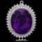 14K WHITE GOLD 20.00CT AMETHYST 3.00CT DIAMOND PENDANT