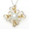 14KT TT 10-11MM FRESH WATER PEARL & DIAMOND PENDANT