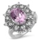 14K WHITE GOLD 4.31CT KUNZITE 0.80CT DIAMOND RING