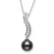 14KT WG 8-9MM TAHITIAN PEARL & DIAMOND PENDANT