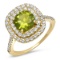 14K YELLOW GOLD 1.28CT PERIDOT 1.05CT DIAMOND RING